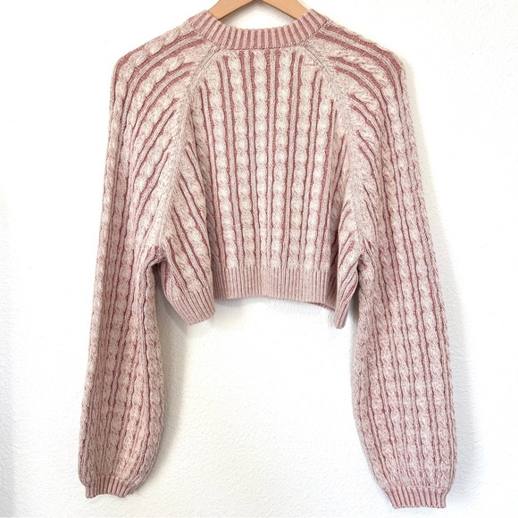 NWT TULAROSA Laney Cropped Pullover Pink Cable Knit Crewneck Sweater Size Small - Picture 9 of 14